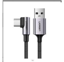 UGREEN 60776 fast 6A USB to Angle Type_C Charging Data Cable 2M Gray